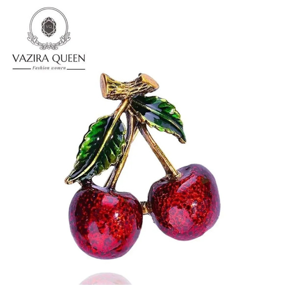 VQ Cherries Brooch - Picture 1 of 6